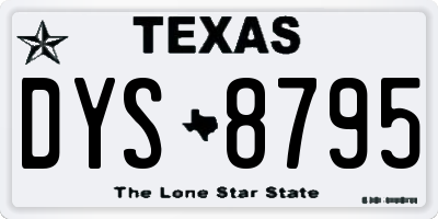 TX license plate DYS8795