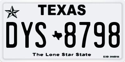 TX license plate DYS8798