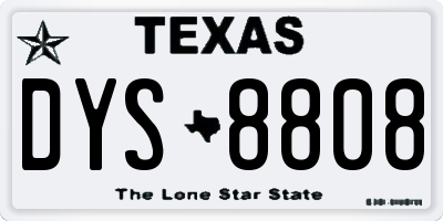 TX license plate DYS8808