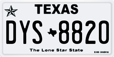 TX license plate DYS8820