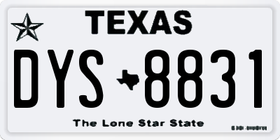 TX license plate DYS8831