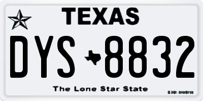 TX license plate DYS8832