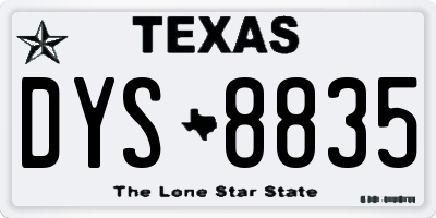 TX license plate DYS8835