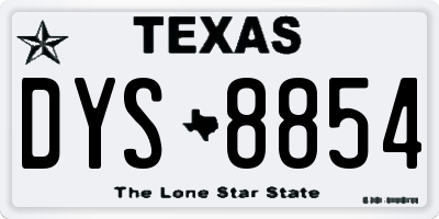 TX license plate DYS8854