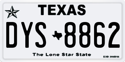 TX license plate DYS8862