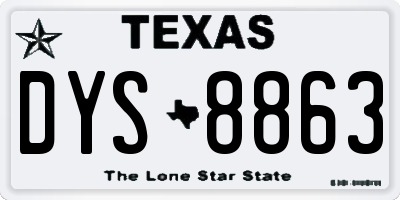 TX license plate DYS8863