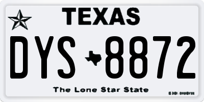 TX license plate DYS8872