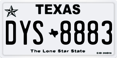 TX license plate DYS8883