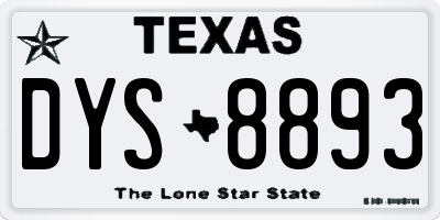 TX license plate DYS8893