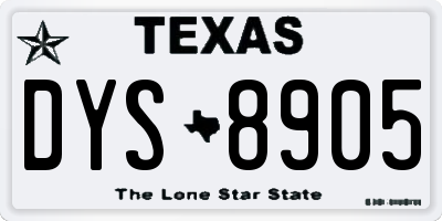 TX license plate DYS8905