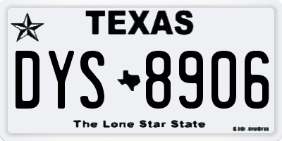 TX license plate DYS8906
