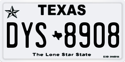 TX license plate DYS8908