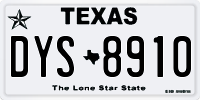 TX license plate DYS8910