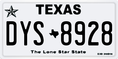 TX license plate DYS8928