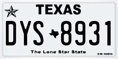 TX license plate DYS8931