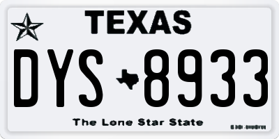 TX license plate DYS8933
