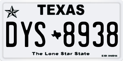 TX license plate DYS8938