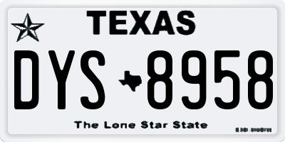 TX license plate DYS8958