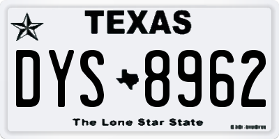 TX license plate DYS8962