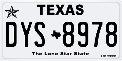 TX license plate DYS8978