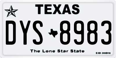 TX license plate DYS8983