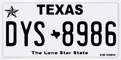 TX license plate DYS8986