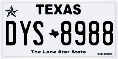 TX license plate DYS8988