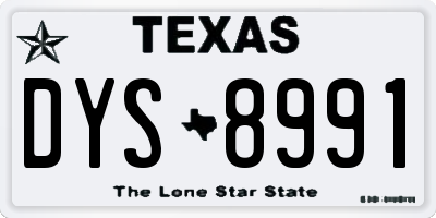TX license plate DYS8991