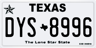 TX license plate DYS8996