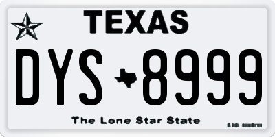 TX license plate DYS8999