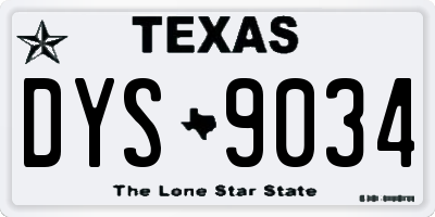 TX license plate DYS9034