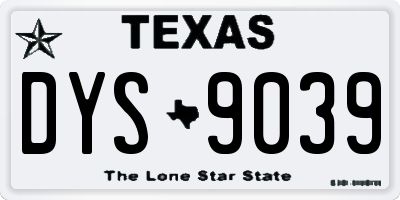 TX license plate DYS9039