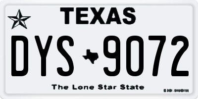TX license plate DYS9072