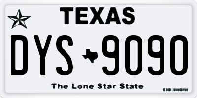 TX license plate DYS9090