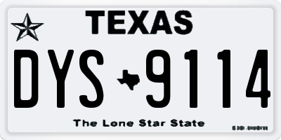TX license plate DYS9114