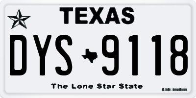 TX license plate DYS9118