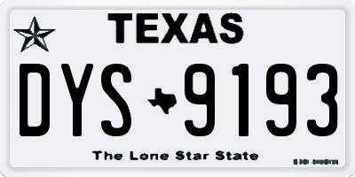 TX license plate DYS9193