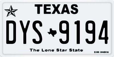 TX license plate DYS9194