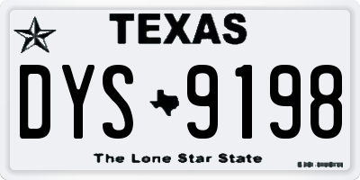 TX license plate DYS9198