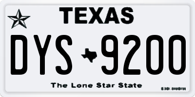 TX license plate DYS9200