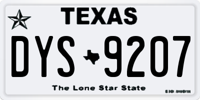 TX license plate DYS9207