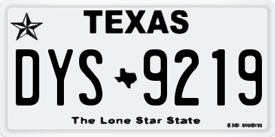 TX license plate DYS9219