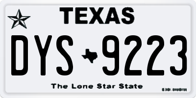 TX license plate DYS9223