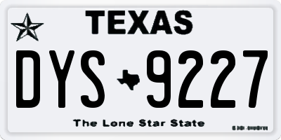 TX license plate DYS9227