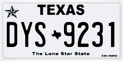 TX license plate DYS9231