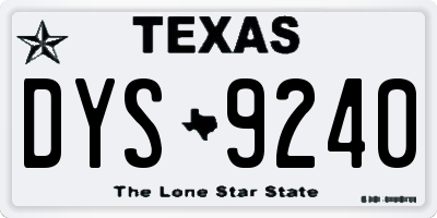 TX license plate DYS9240