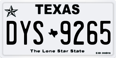 TX license plate DYS9265