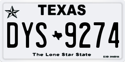 TX license plate DYS9274