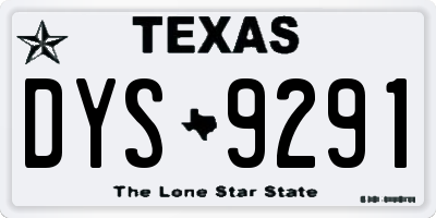 TX license plate DYS9291