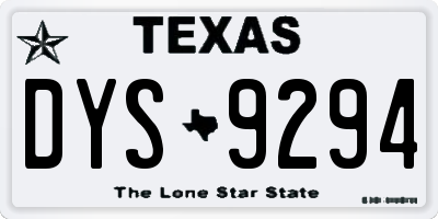 TX license plate DYS9294